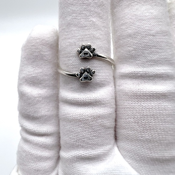 .925 Sterling Silver Adjustable Paw Ring - Picture 5 of 12
